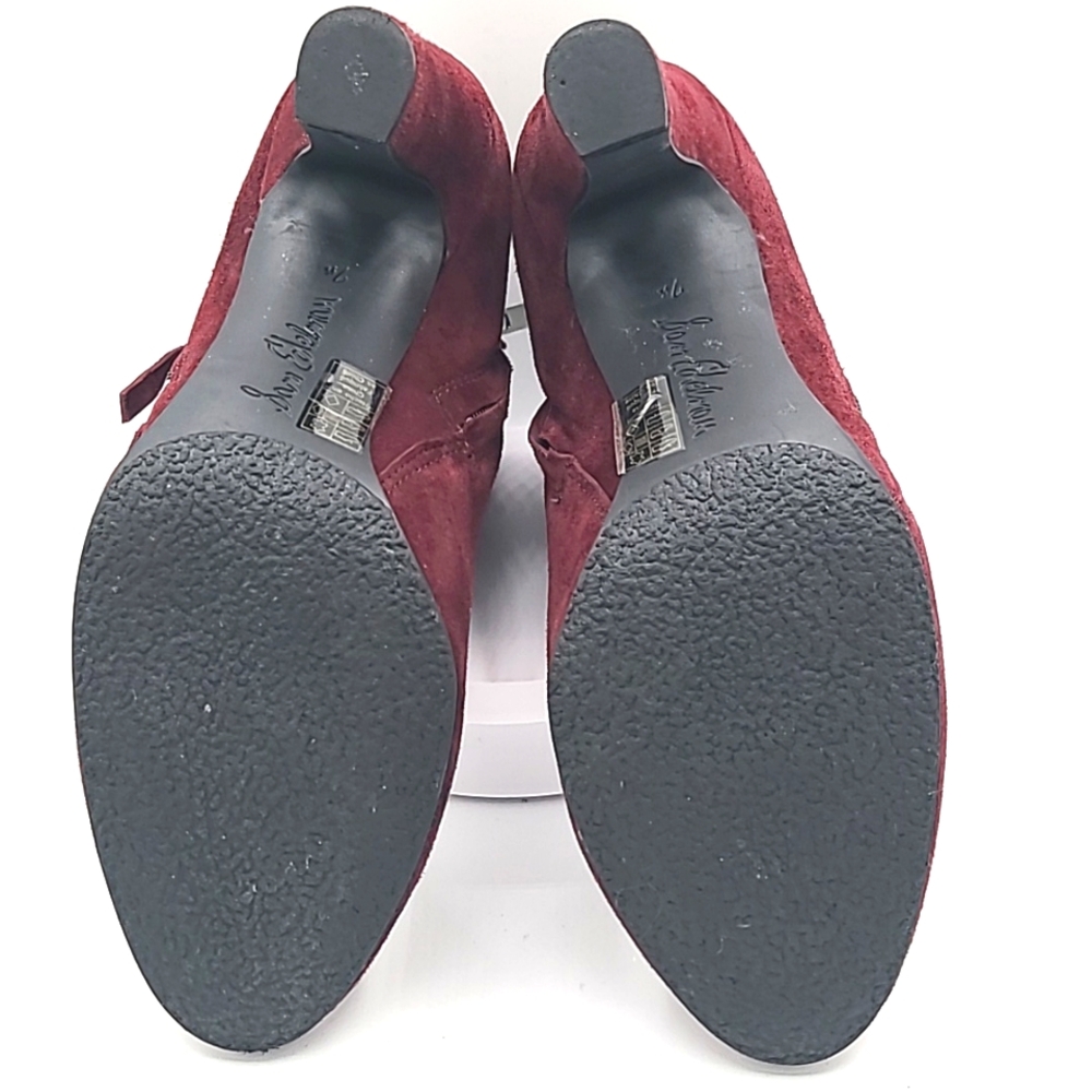 Sam Edelman Sadee Burgundy Suede Ankle Booties - Picture 4 of 8